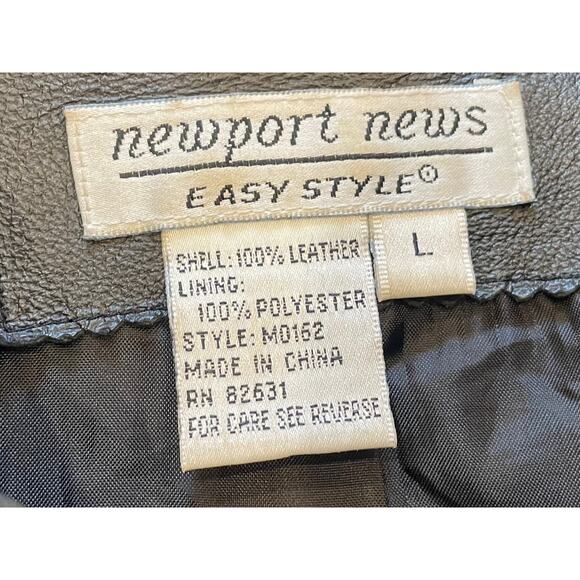 Vintage Newport News Black Button Down Fitted Leather Jacket/Blazer, Size L - Picture 5 of 11